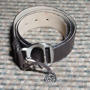 Michael Kors Dark Brown Leather Belt with Silver Buckle